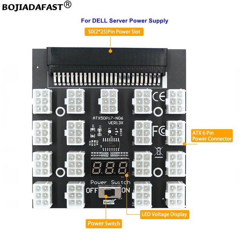 17 * PCI-E 6Pin Connector Serv - огляд і ціна 2400W Server Psu Breakout Board